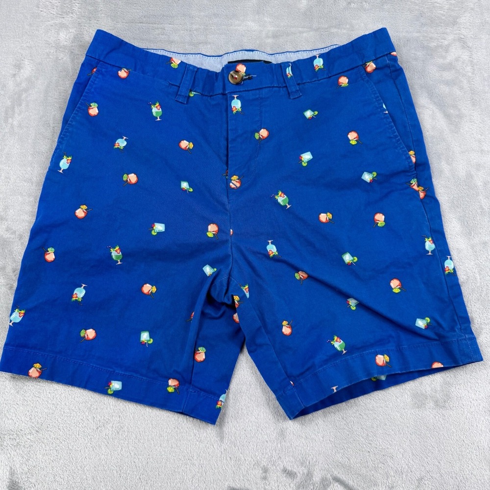 Tommy Hilfiger Shorts Mens 30 Blue Summer Casual Cocktail Print Chino Vacation